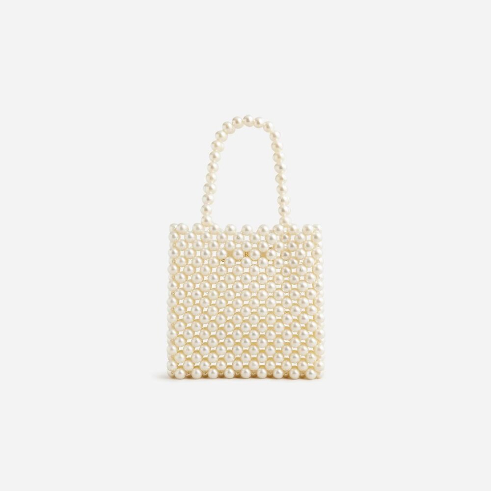 J.Crew Hand-beaded faux-pearl mini bag